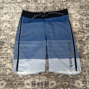Quiksilver Men's Striped Blue and Black Board Shorts